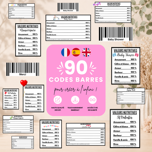 Codes-barres pack 90+ | PNG Haute Qualité