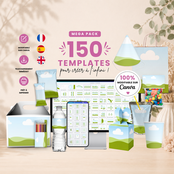 Pack 150 Templates Canva Emballages - Templates vierges Personnalisables