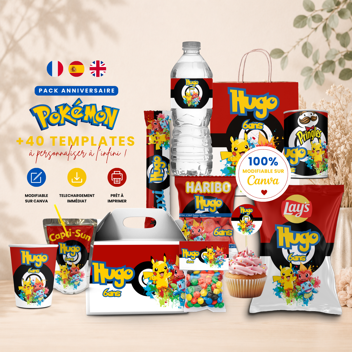 Pack Anniversaire Pokémon – 40 Templates Canva Personnalisables